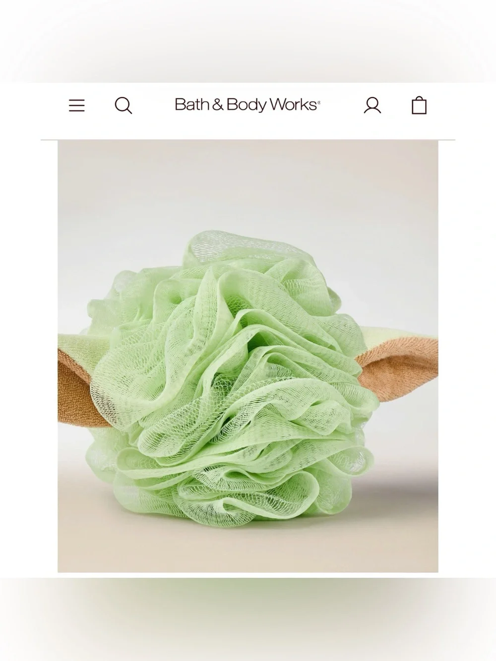 Bath & Body Works Star Wars Mandalorian Baby Yoda Grogu Loofah Bath Sponge NWT
